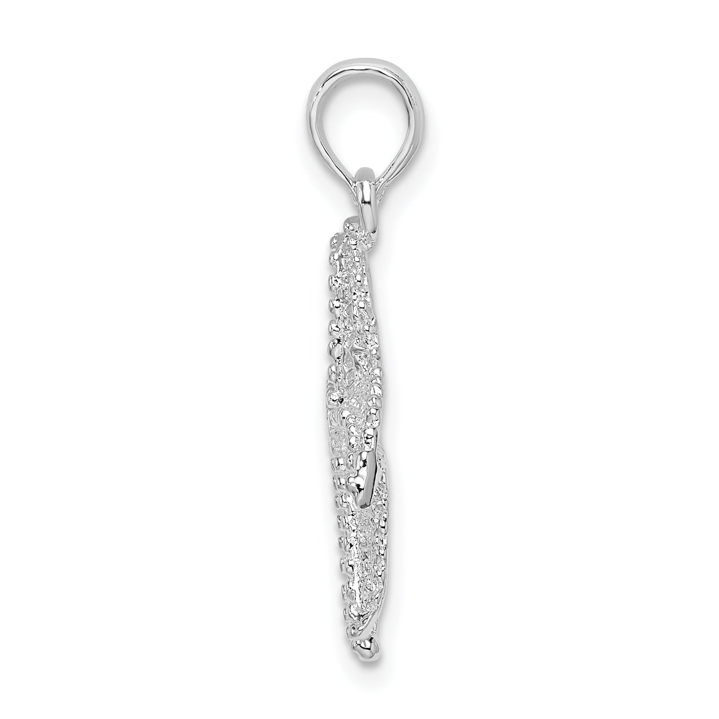 Sterling Silver De-Ani Rhodium-Plated Polished Pierced Starfish Pendant