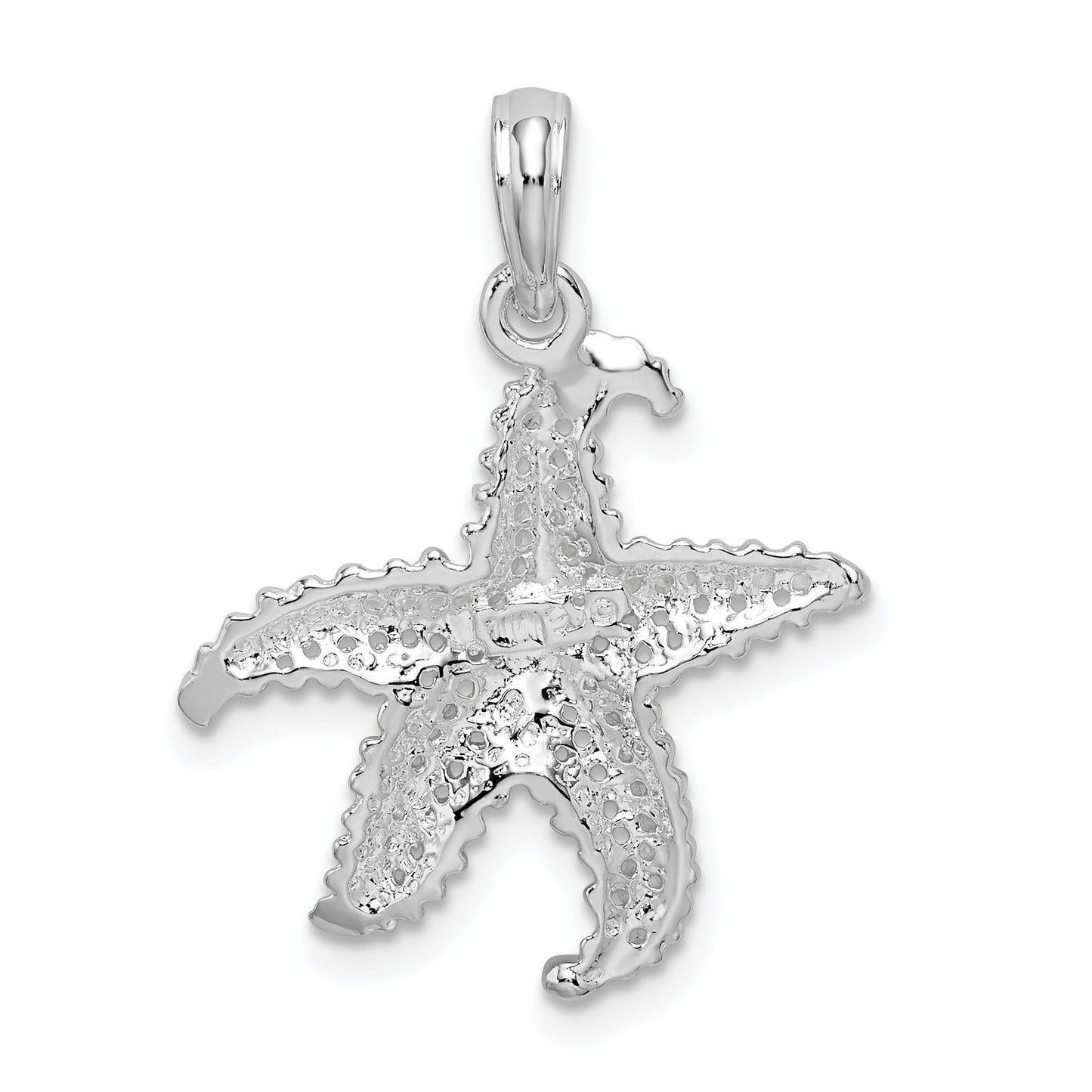 Sterling Silver De-Ani Rhodium-Plated Polished Pierced Starfish Pendant