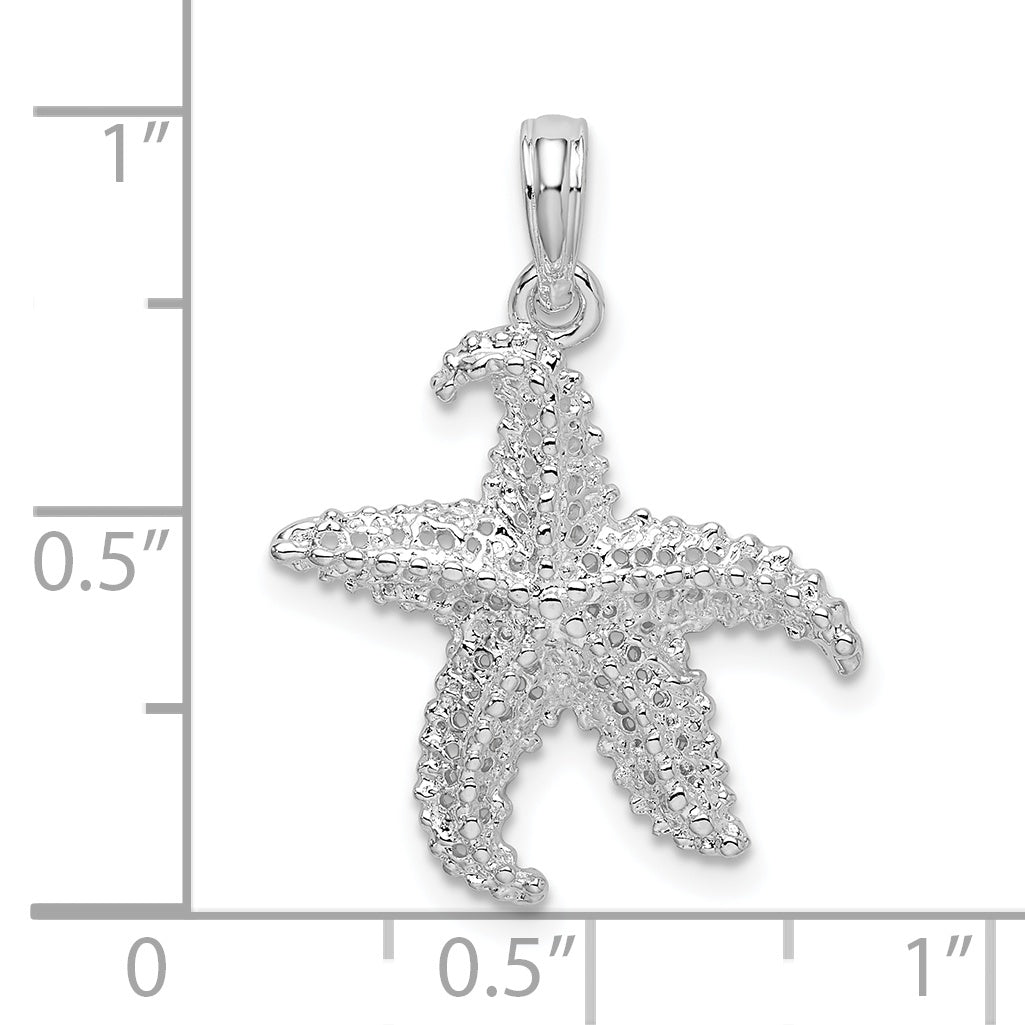 Sterling Silver De-Ani Rhodium-Plated Polished Pierced Starfish Pendant