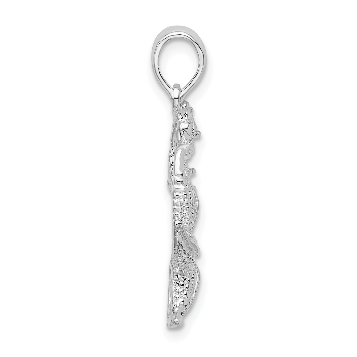 Sterling Silver De-Ani Rhodium-Plated Polished Starfish And Seahorse Pendant