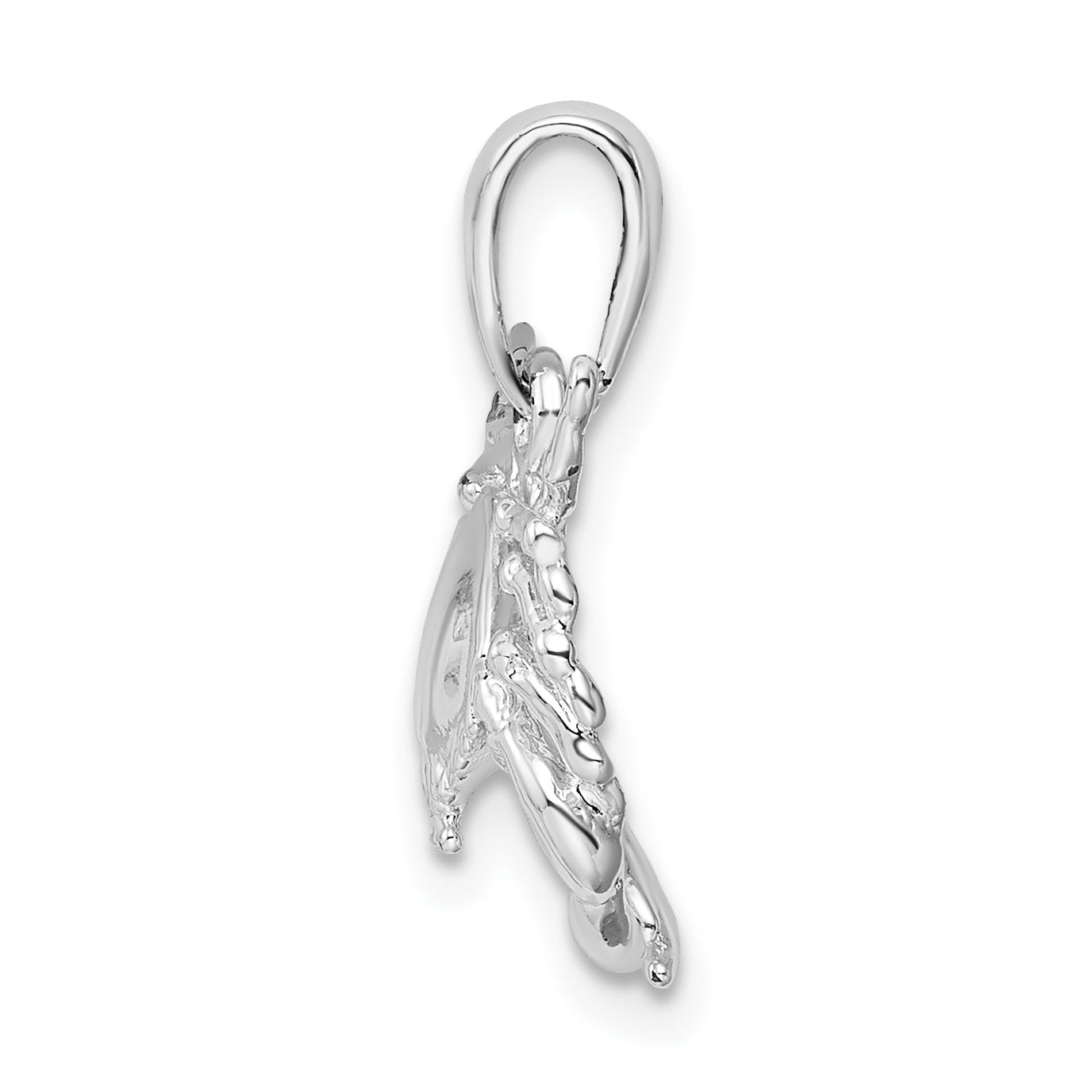 Sterling Silver De-Ani Rhodium-Plated Polished Stone Crab Pendant