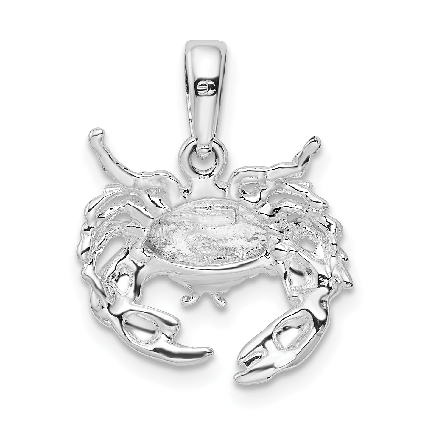 Sterling Silver De-Ani Rhodium-Plated Polished Stone Crab Pendant