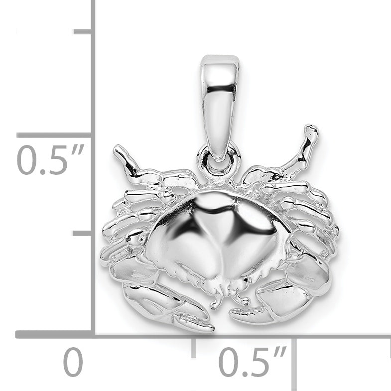 Sterling Silver De-Ani Rhodium-Plated Polished Stone Crab Pendant