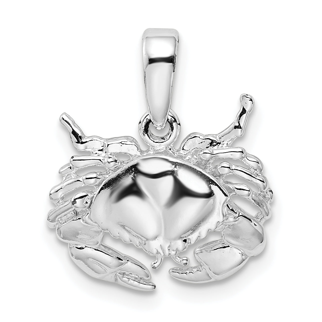 Sterling Silver De-Ani Rhodium-Plated Polished Stone Crab Pendant