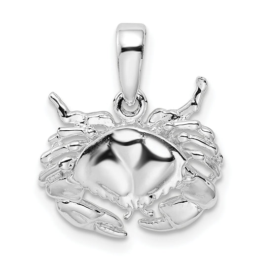 Sterling Silver De-Ani Rhodium-Plated Polished Stone Crab Pendant