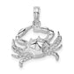 Sterling Silver De-Ani Rhodium-Plated Polished Blue Crab Pendant