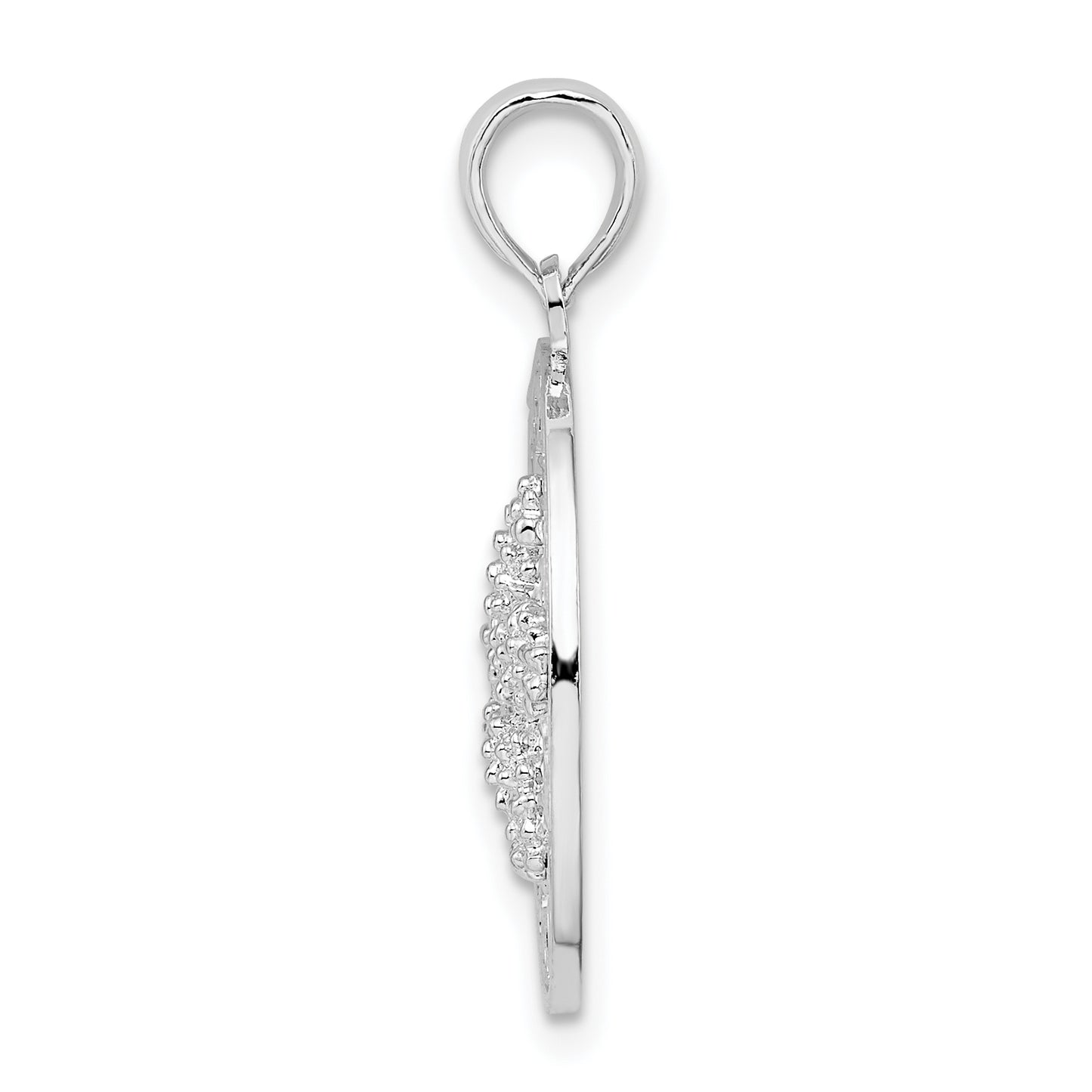 Sterling Silver De-Ani Rhodium-Plated Textured Siesta Key Florida With Starfish Pendant