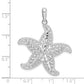 Sterling Silver De-Ani Rhodium-Plated Polished Filigree Starfish Pendant