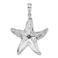 Sterling Silver De-Ani Rhodium-Plated Polished Textured Starfish Pendant