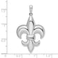 Sterling Silver De-Ani Rhodium-Plated Polished Large Fleur De Lis Pendant