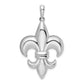 Sterling Silver De-Ani Rhodium-Plated Polished Large Fleur De Lis Pendant