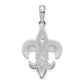 Sterling Silver De-Ani Rhodium-Plated Polished Medium Fleur De Lis Pendant