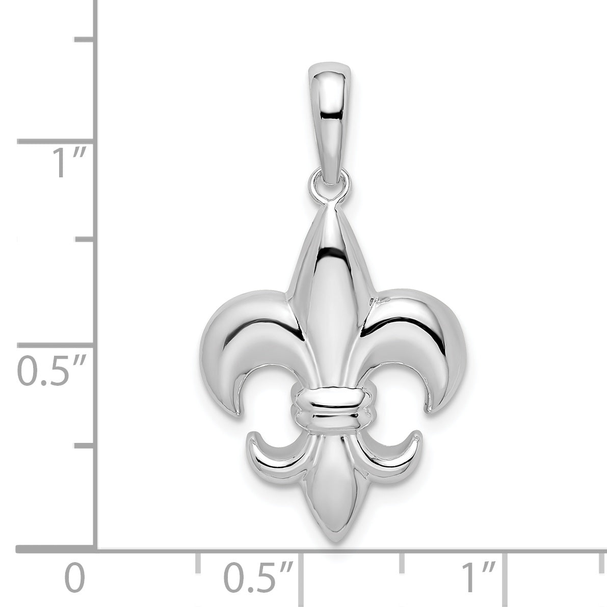 Sterling Silver De-Ani Rhodium-Plated Polished Medium Fleur De Lis Pendant