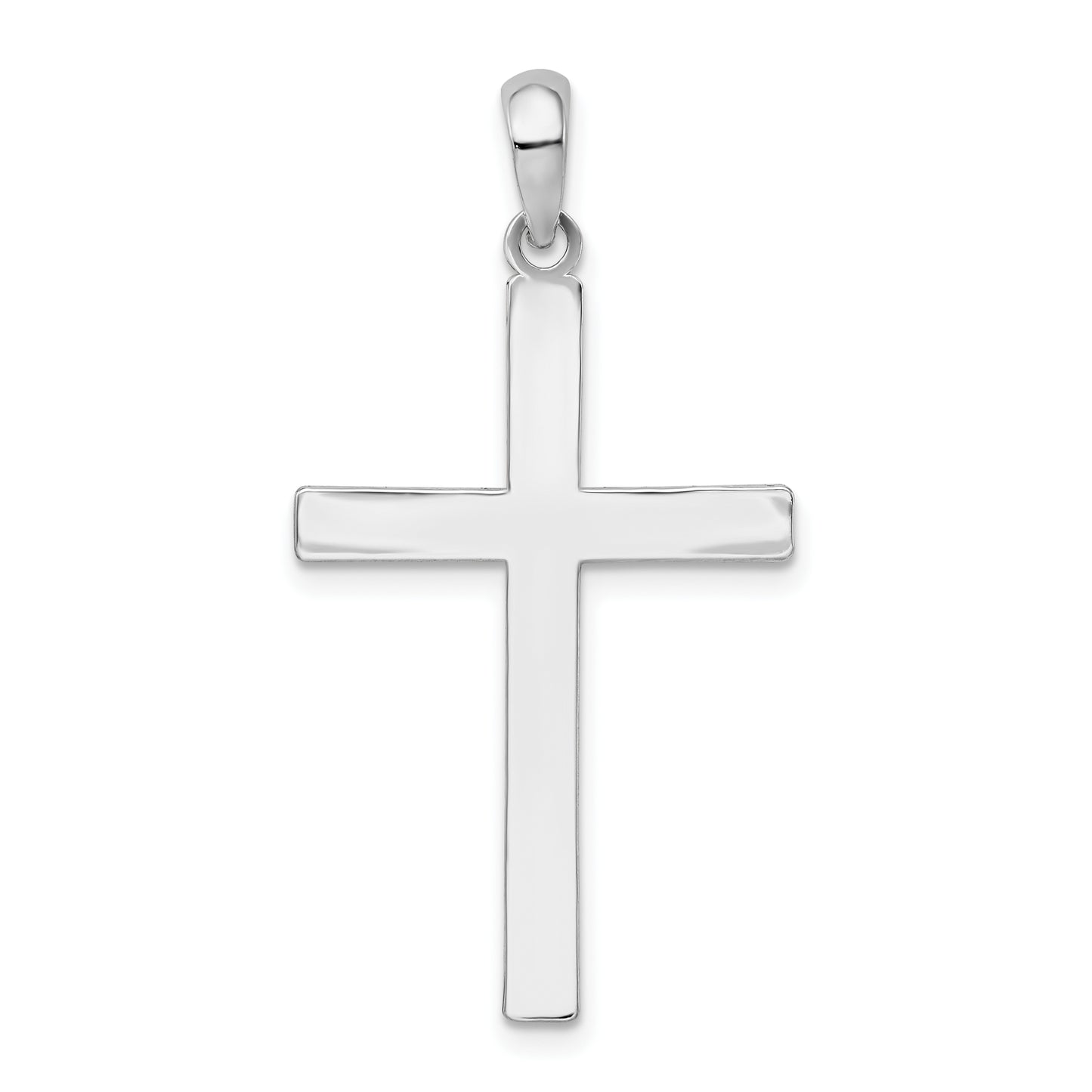 Sterling Silver De-Ani Rhodium-Plated Polished Front Textured Back Latin Cross Pendant