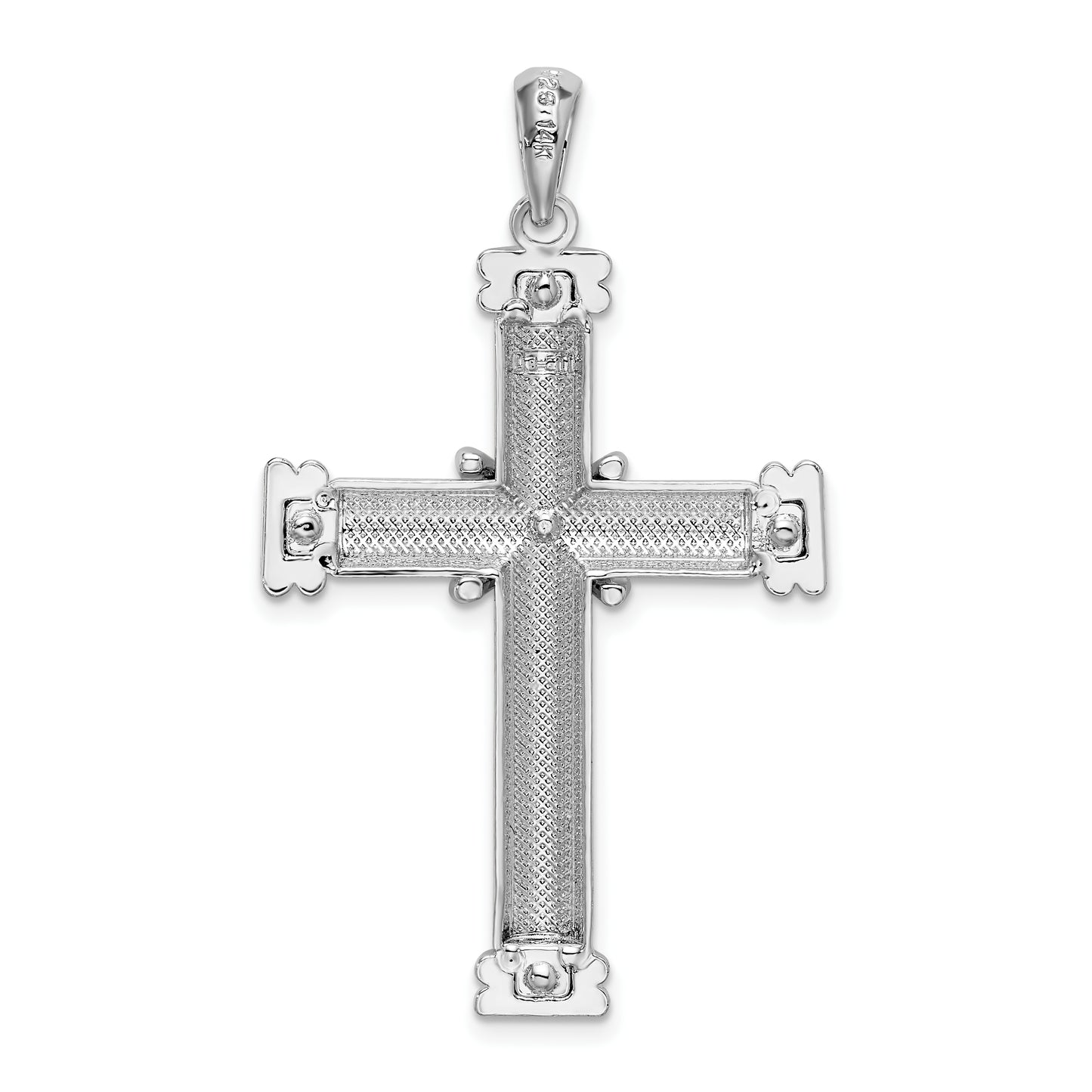 Sterling Silver De-Ani Rhodium-Plated Polished X-Center Latin Cross Pendant