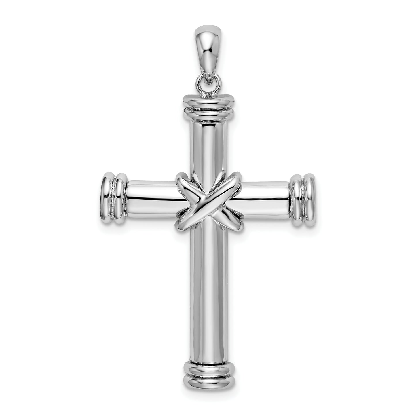 Sterling Silver De-Ani Rhodium-Plated Polished X-Center Latin Cross Pendant