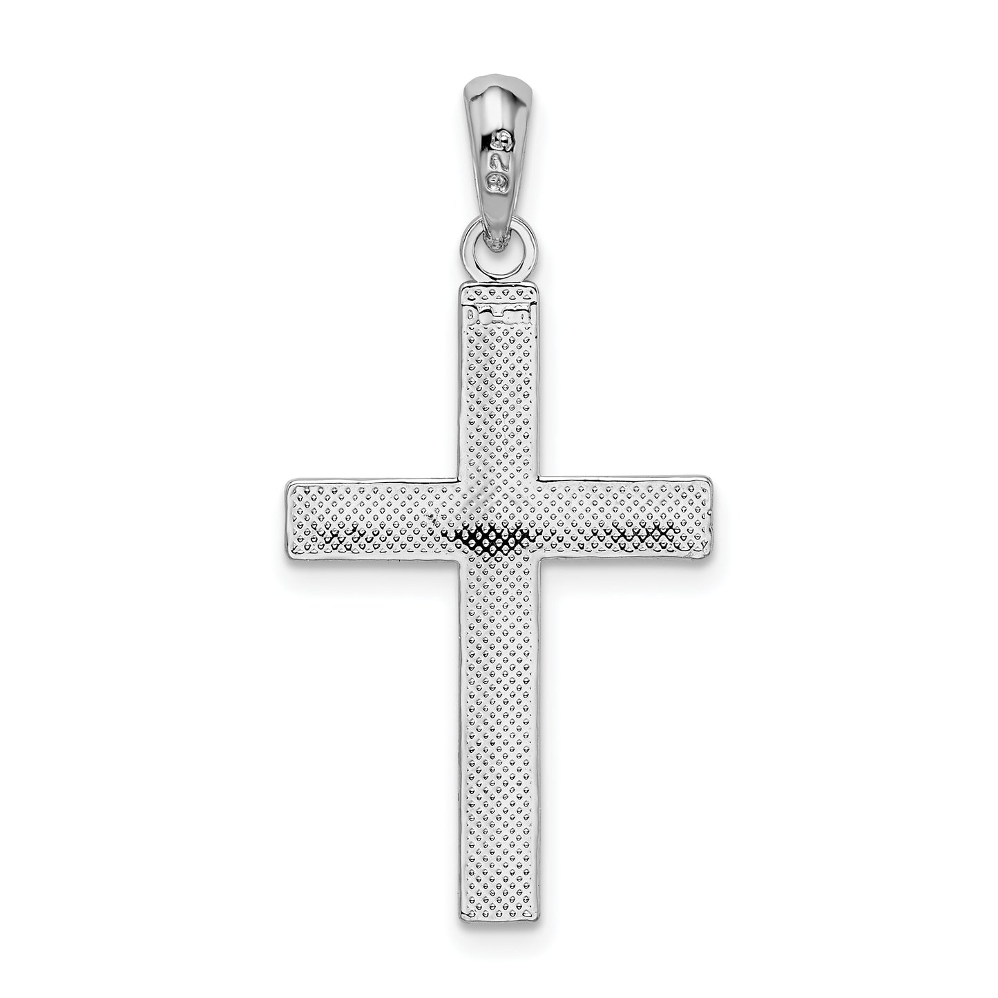 Sterling Silver De-Ani Rhodium-Plated Polished Tubular Latin Cross Pendant