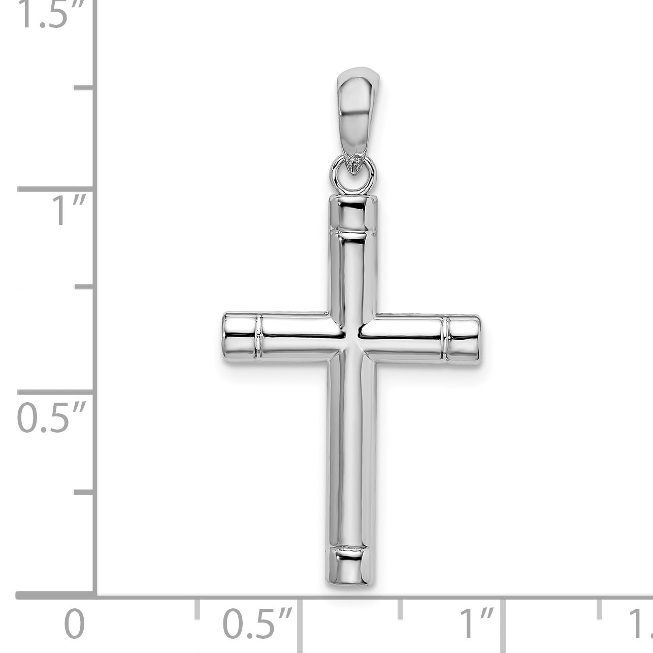 Sterling Silver De-Ani Rhodium-Plated Polished Tubular Latin Cross Pendant