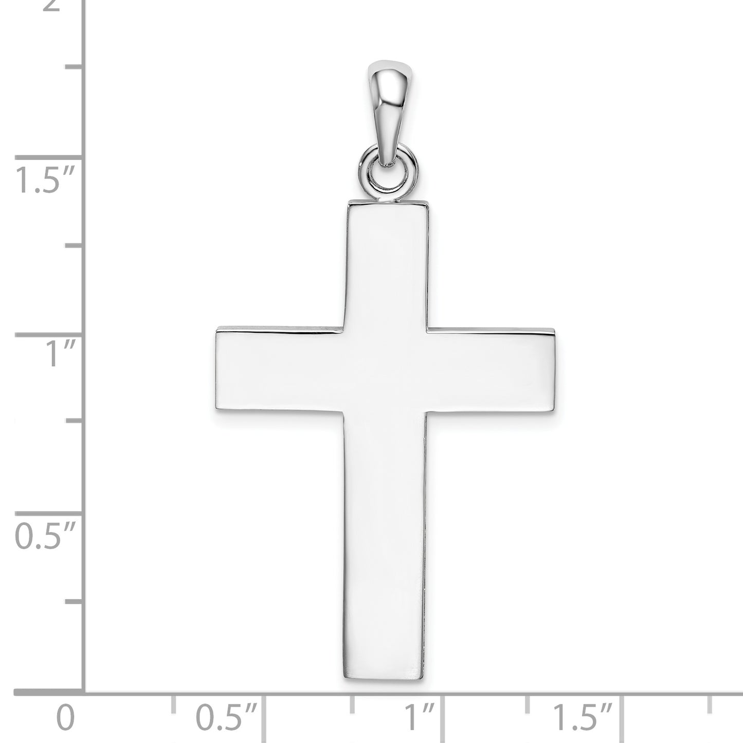 Sterling Silver De-Ani Rhodium-Plated Polished Large Latin Cross Pendant