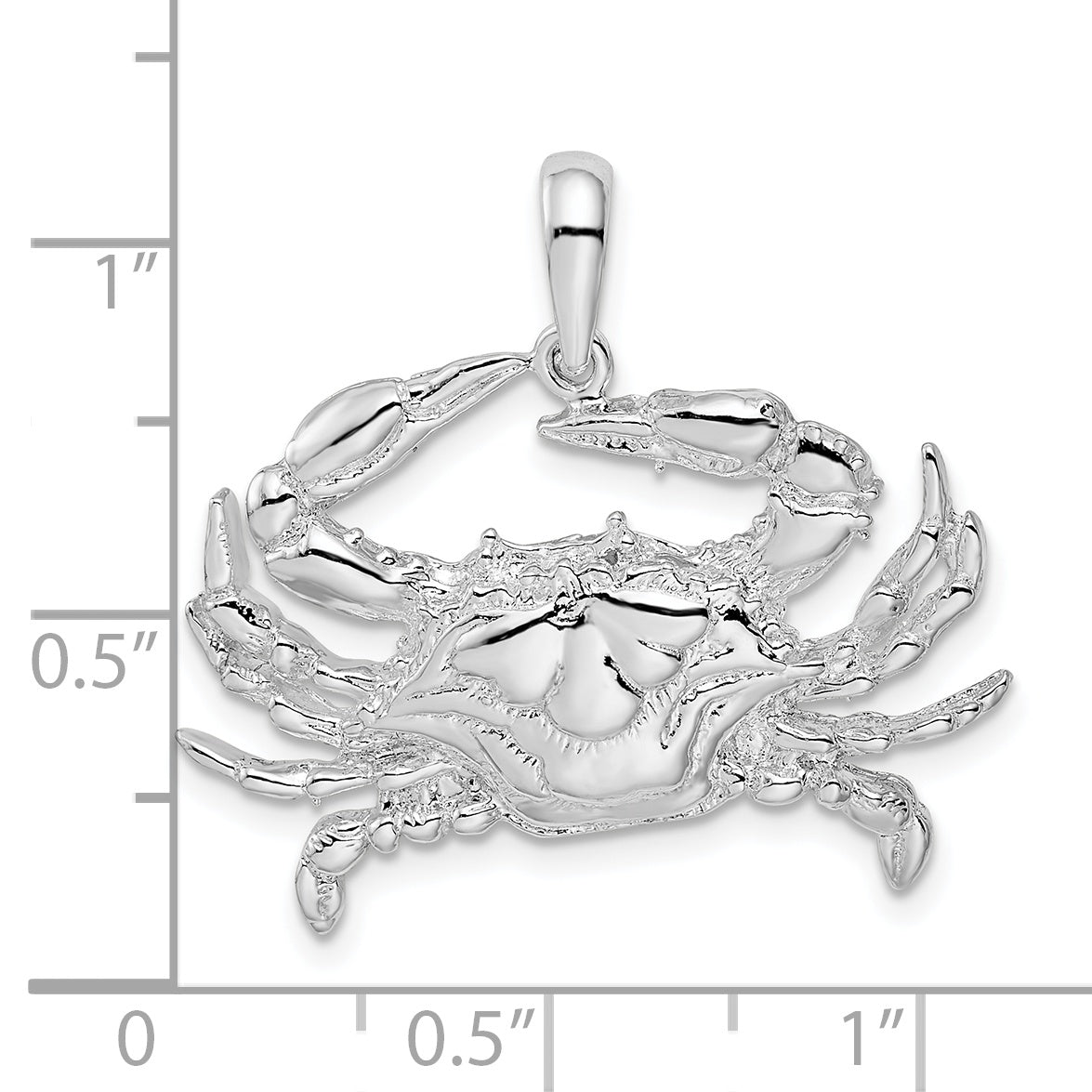 Sterling Silver De-Ani Rhodium-Plated Polished Blue Crab Pendant