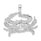 Sterling Silver De-Ani Rhodium-Plated Polished Blue Crab Pendant