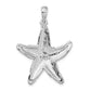 Sterling Silver De-Ani Rhodium-Plated Polished Textured Starfish Pendant