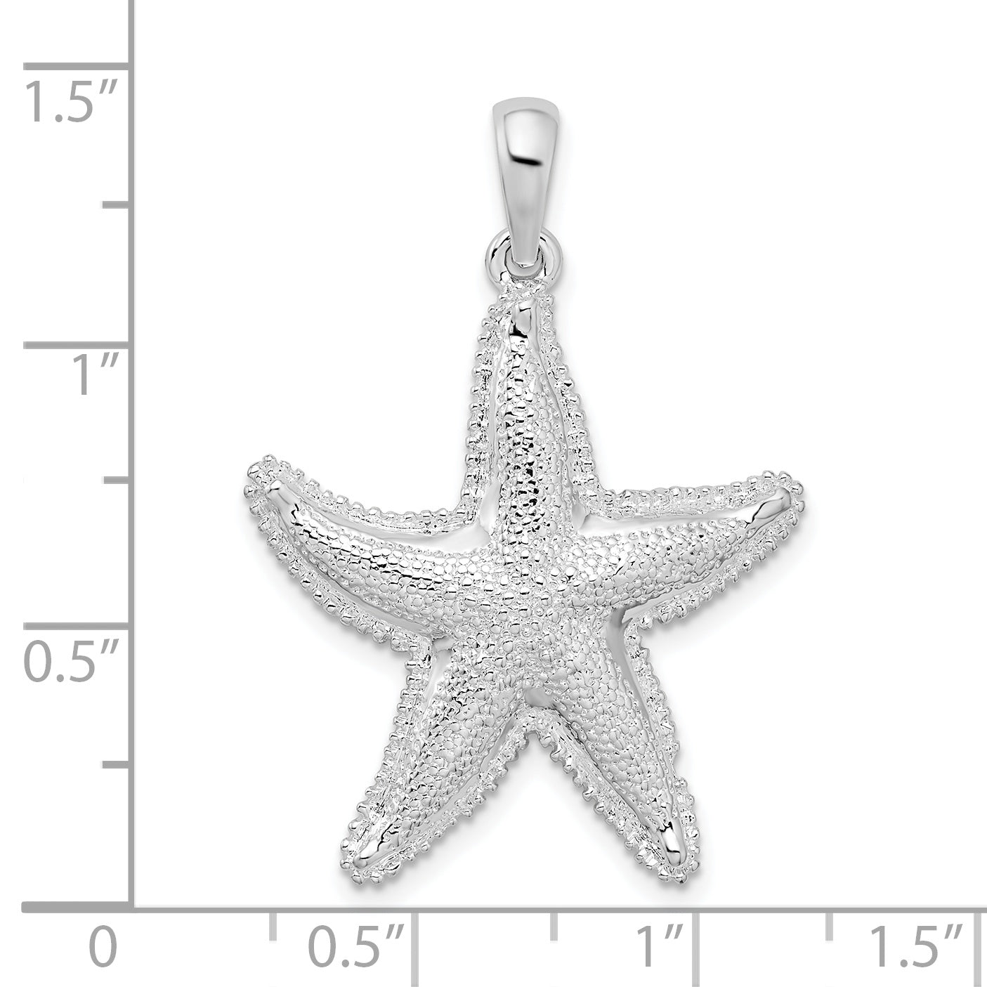 Sterling Silver De-Ani Rhodium-Plated Polished Textured Starfish Pendant