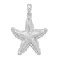 Sterling Silver De-Ani Rhodium-Plated Polished Textured Starfish Pendant