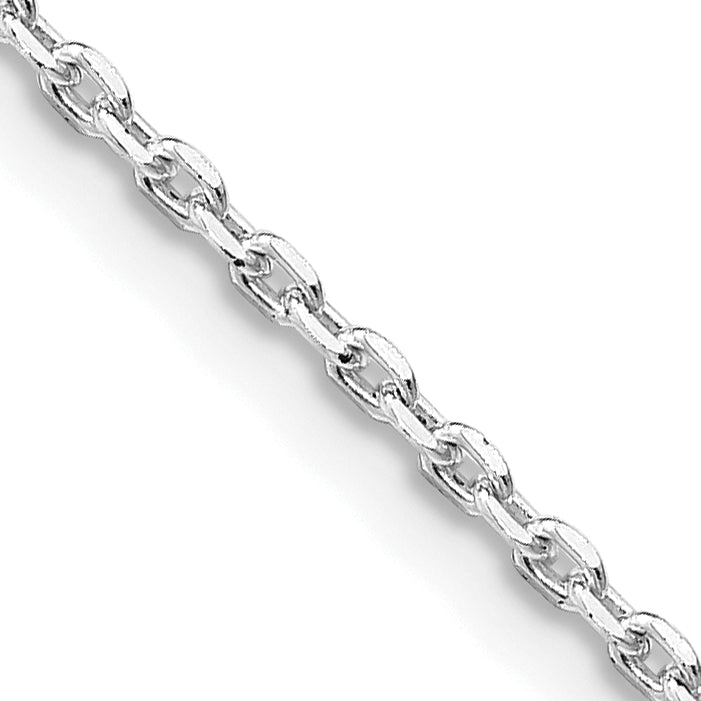 16 Inch Sterling Silver Rhodium-Plated 1.5mm Beveled Oval Cable Chain