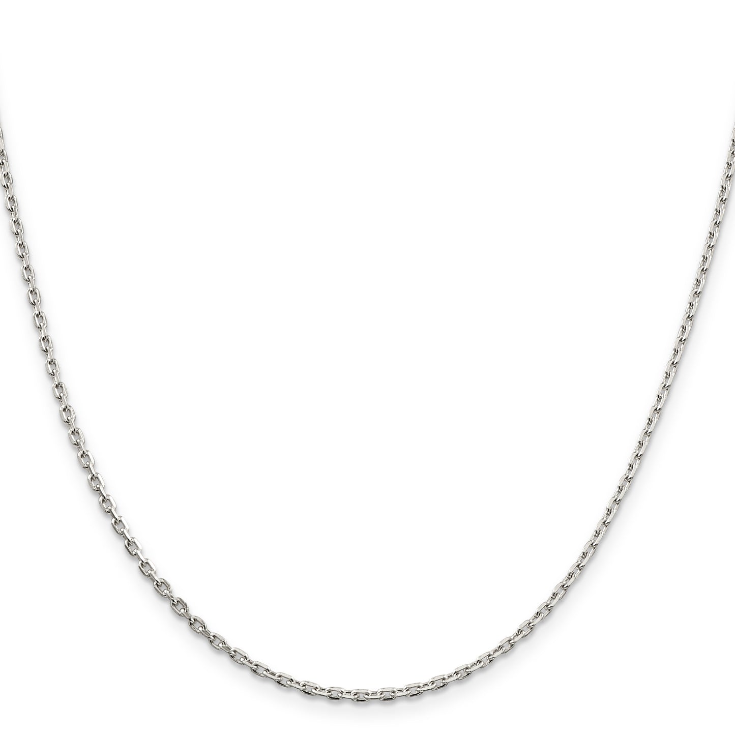 26 Inch Sterling Silver 2mm Beveled Oval Cable Chain