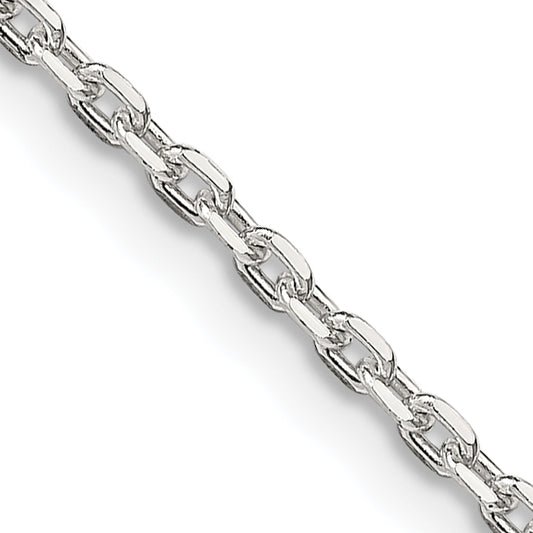 14 Inch Sterling Silver 2mm Beveled Oval Cable Chain