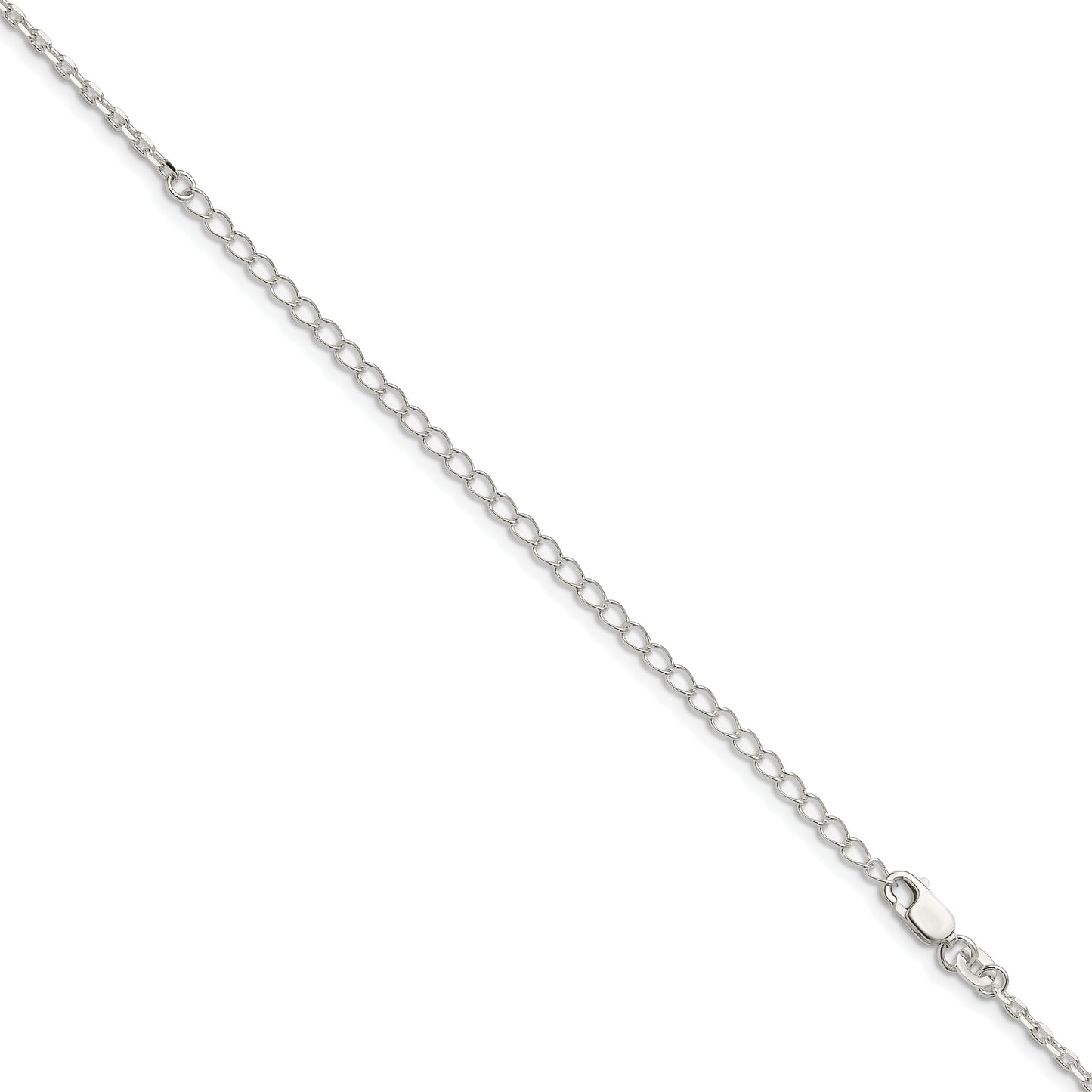 22 Inch Sterling Silver 2mm Beveled Oval Cable Chain W/4In Ext.