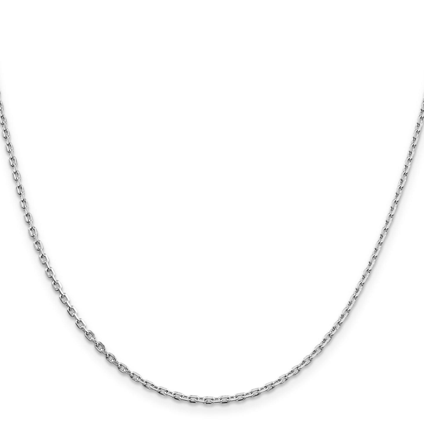 16 Inch Sterling Silver Rhodium-Plated 2mm Beveled Oval Cable Chain