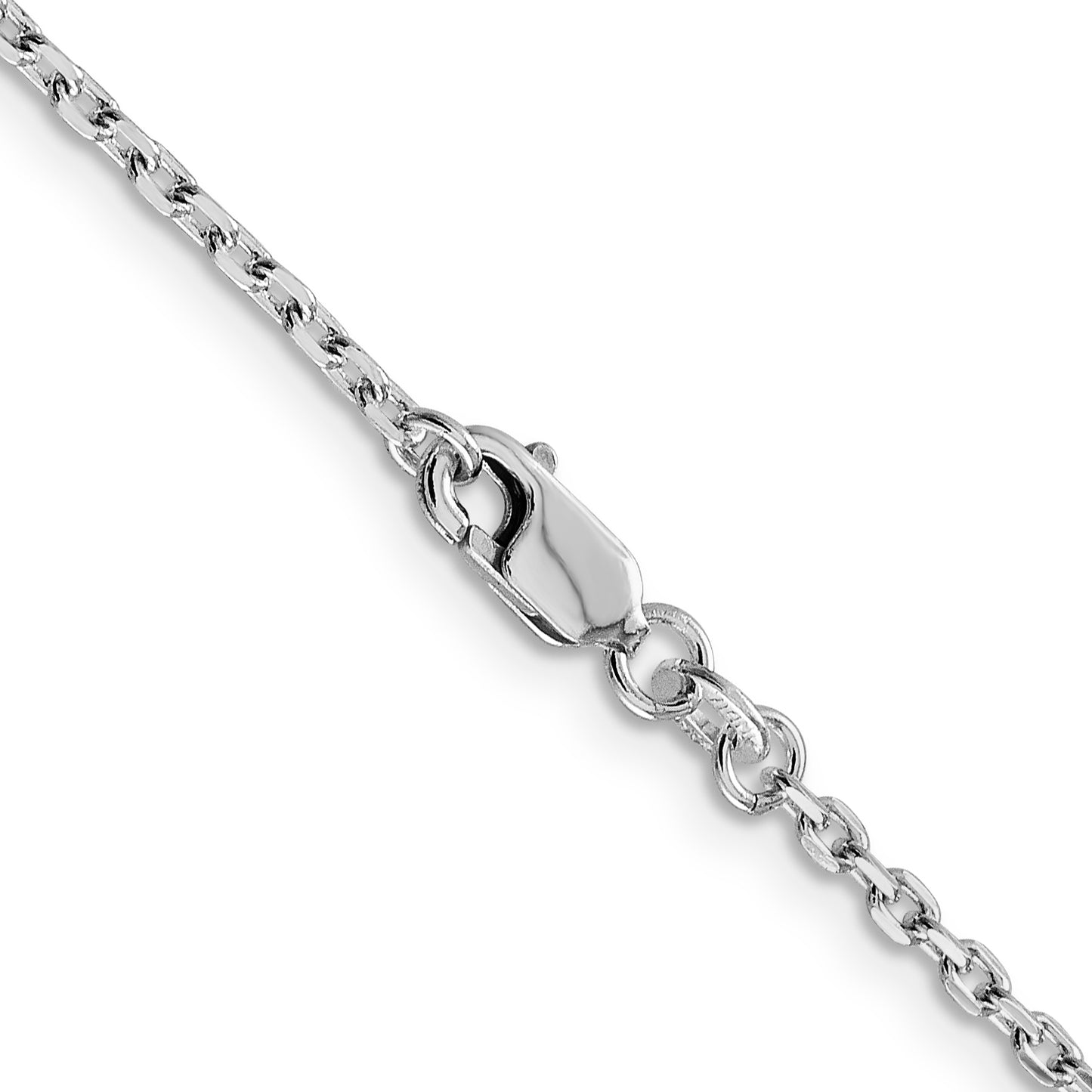 16 Inch Sterling Silver Rhodium-Plated 2mm Beveled Oval Cable Chain