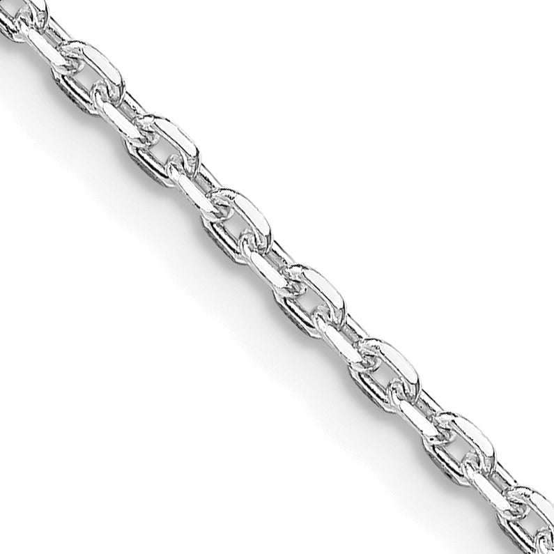 16 Inch Sterling Silver Rhodium-Plated 2mm Beveled Oval Cable Chain