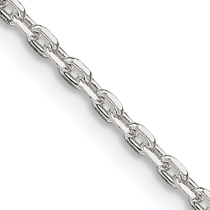 36 Inch Sterling Silver 2mm Beveled Oval Cable Chain