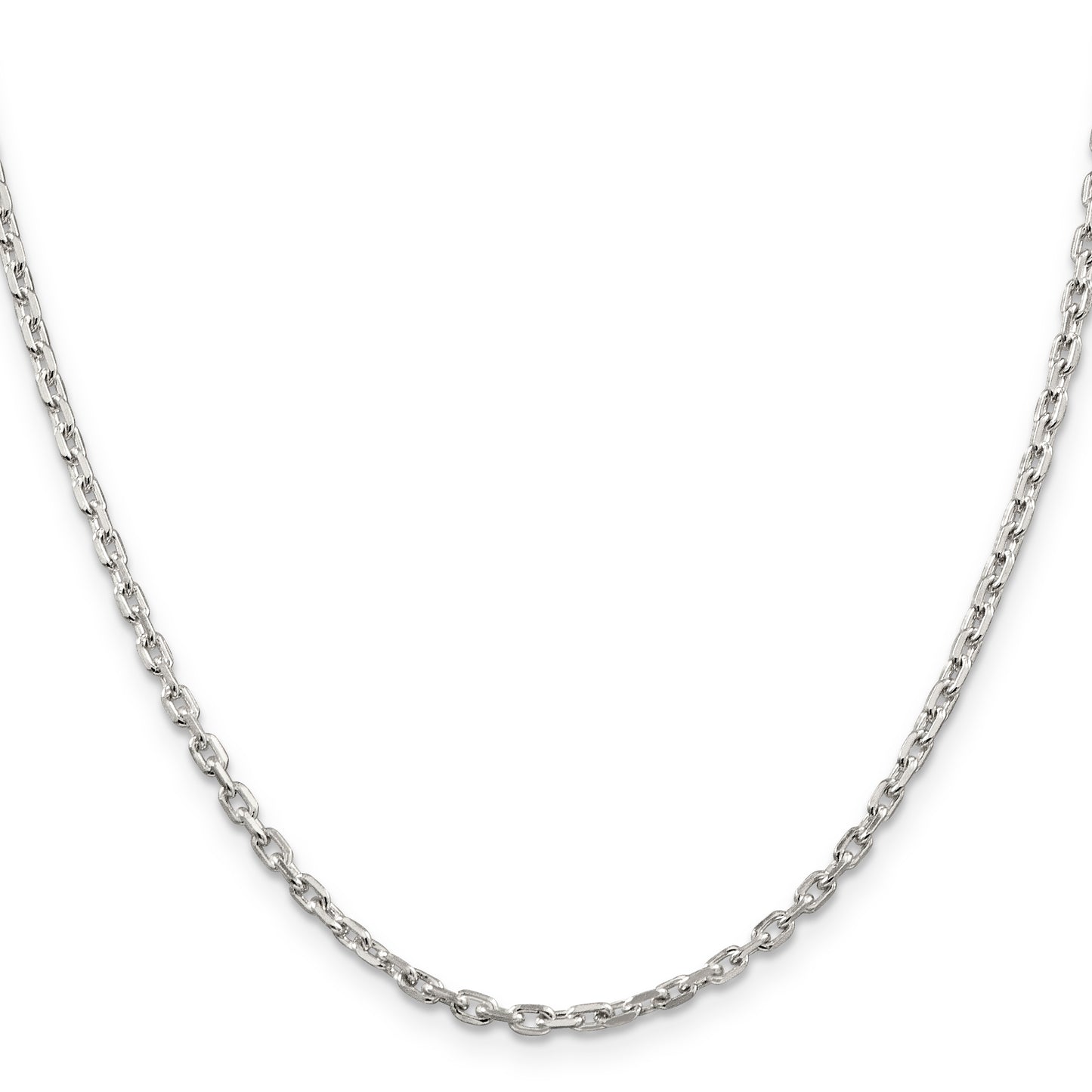 18 Inch Sterling Silver 2.75mm Beveled Oval Cable Chain W/2In Ext.