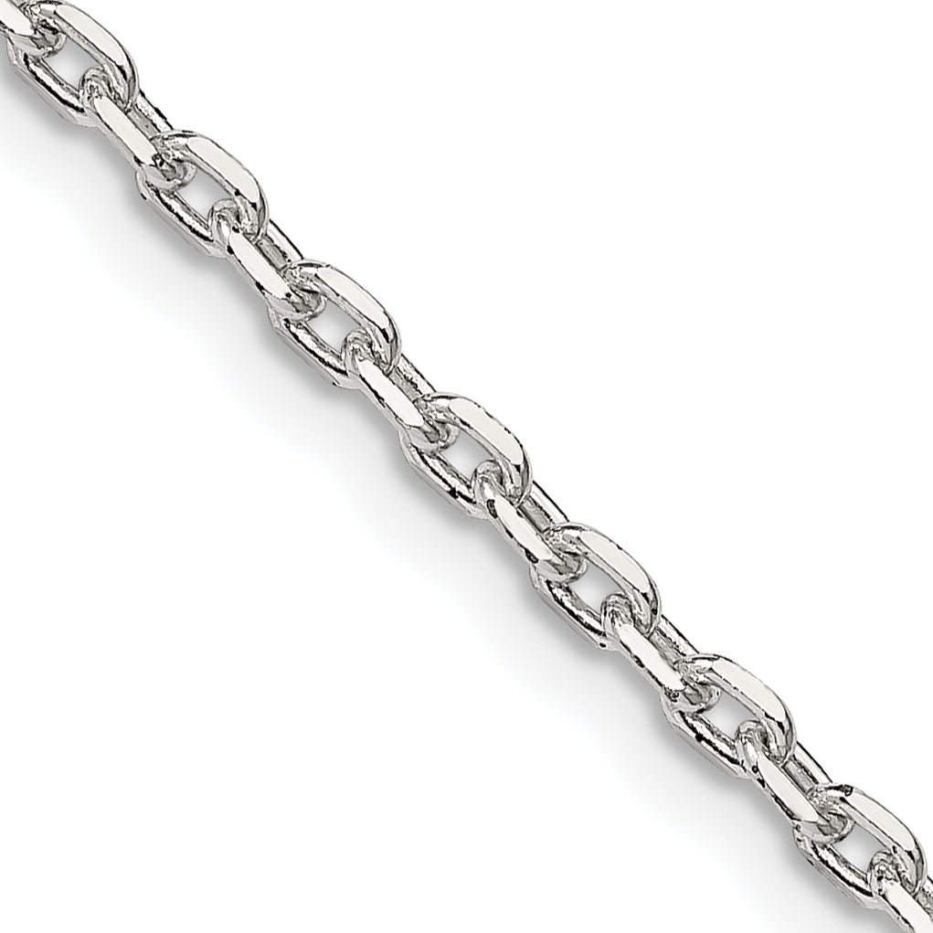 16 Inch Sterling Silver 2.75mm Beveled Oval Cable Chain