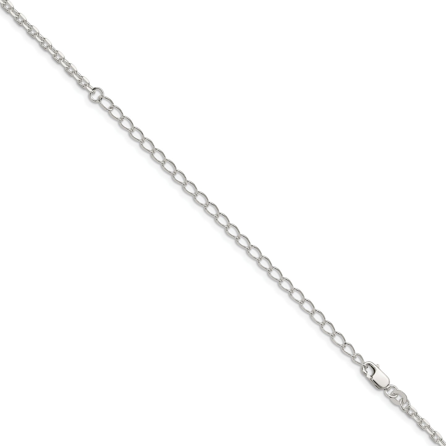 22 Inch Sterling Silver 2.75mm Beveled Oval Cable Chain W/4In Ext.