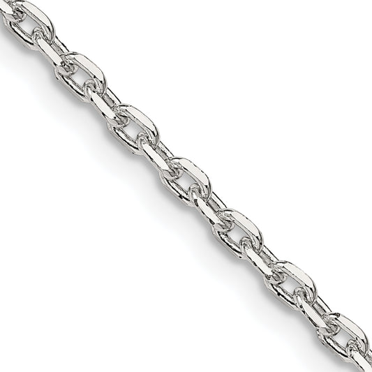 28 Inch Sterling Silver 2.75mm Beveled Oval Cable Chain