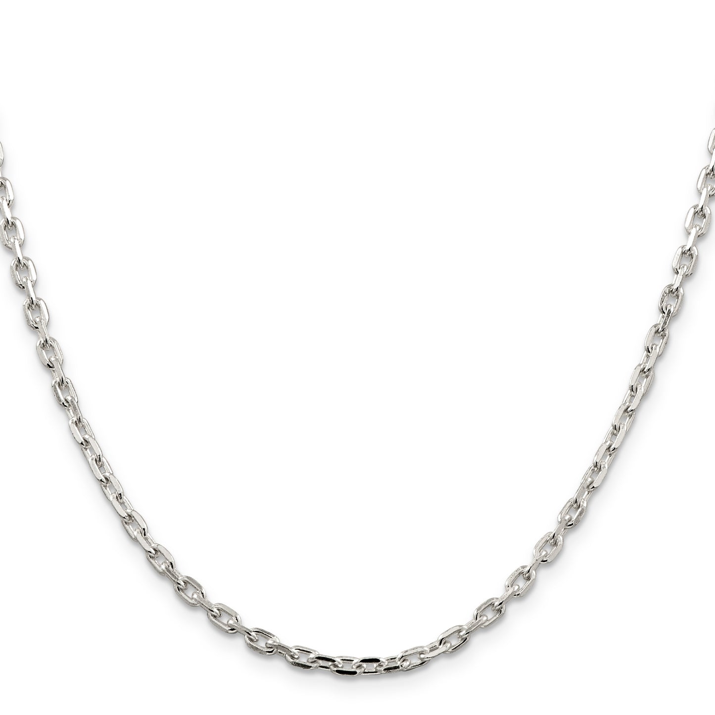 18 Inch Sterling Silver 3.25mm Beveled Oval Cable Chain