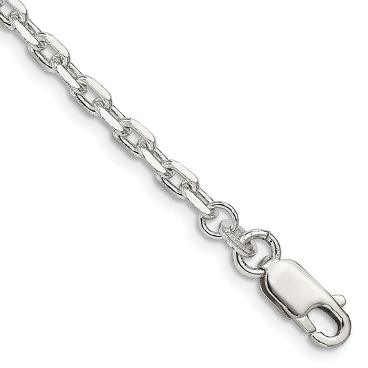 7 Inch Sterling Silver 3.25mm Beveled Oval Cable Chain