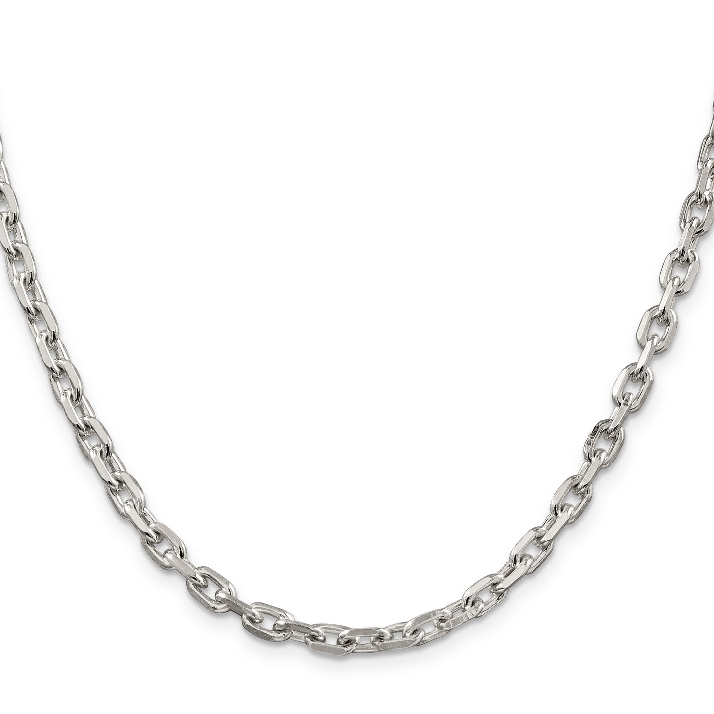 24 Inch Sterling Silver 4.9mm Beveled Oval Cable Chain