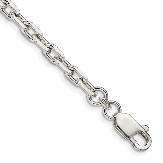 8 Inch Sterling Silver 4.9mm Beveled Oval Cable Chain