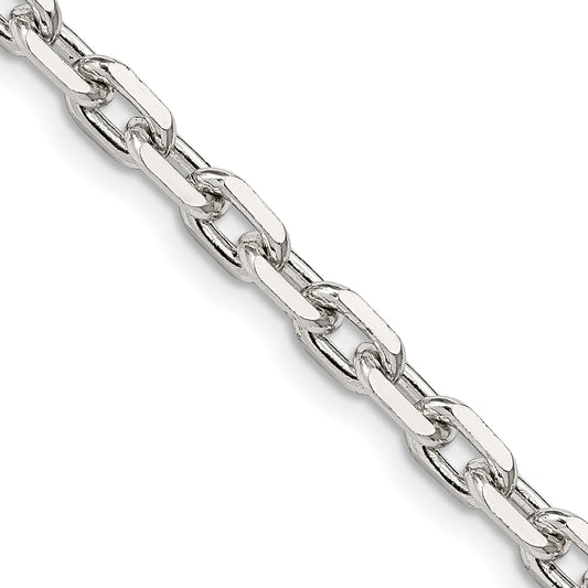 18 Inch Sterling Silver 4.9mm Beveled Oval Cable Chain