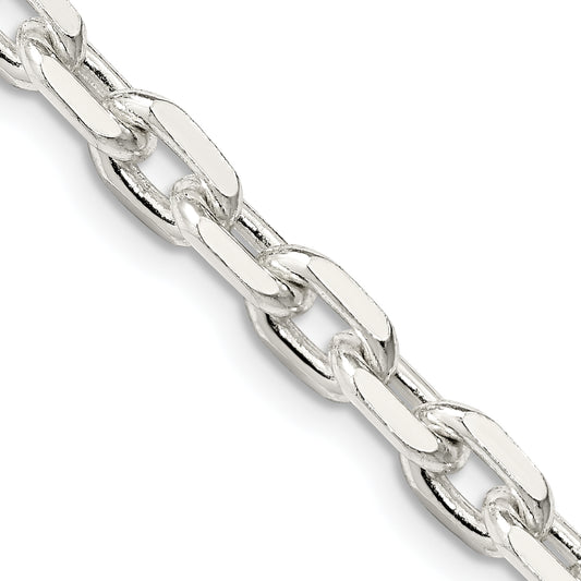 26 Inch Sterling Silver 5.4mm Beveled Oval Cable Chain