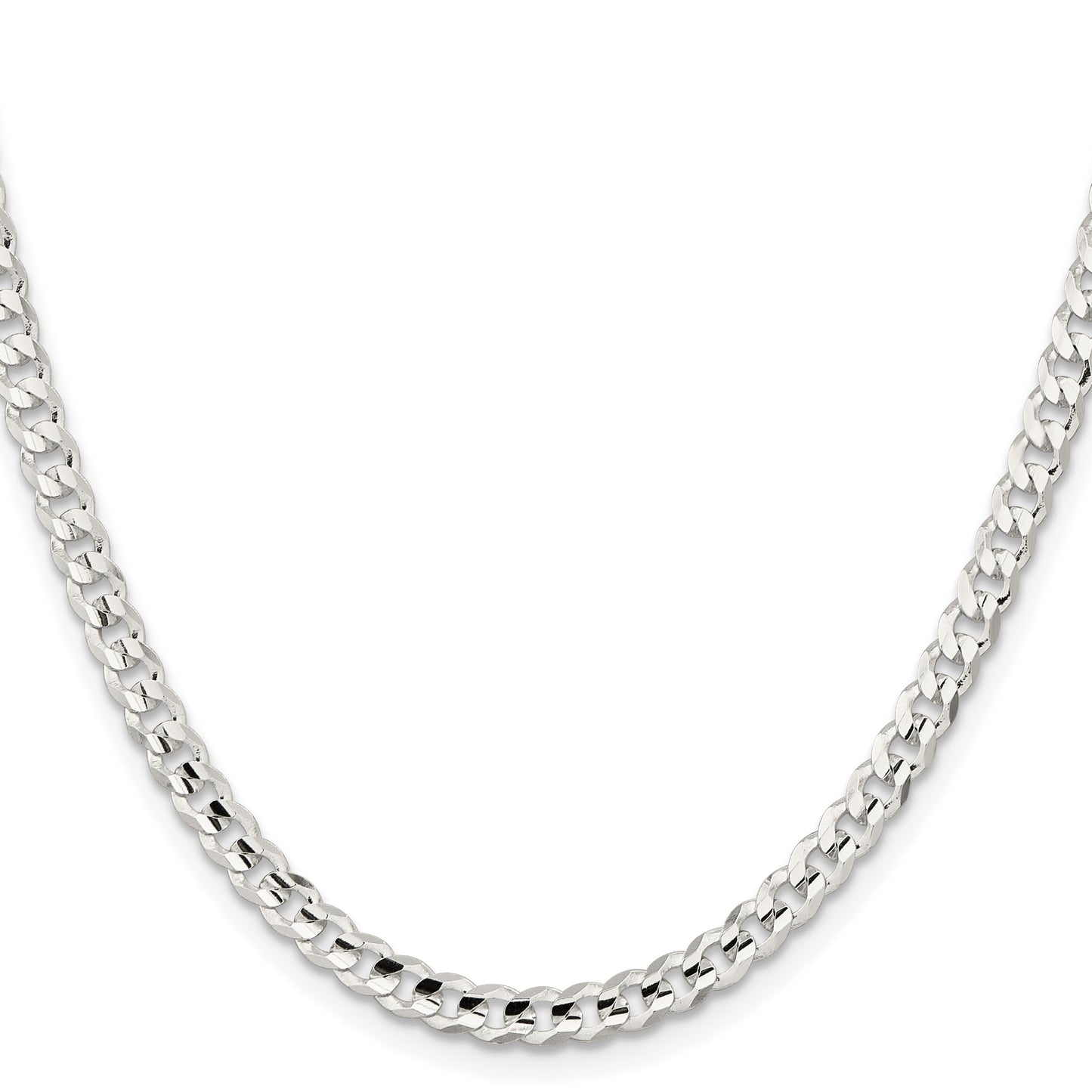 30 Inch Sterling Silver 4.5mm Concave Beveled Curb Chain