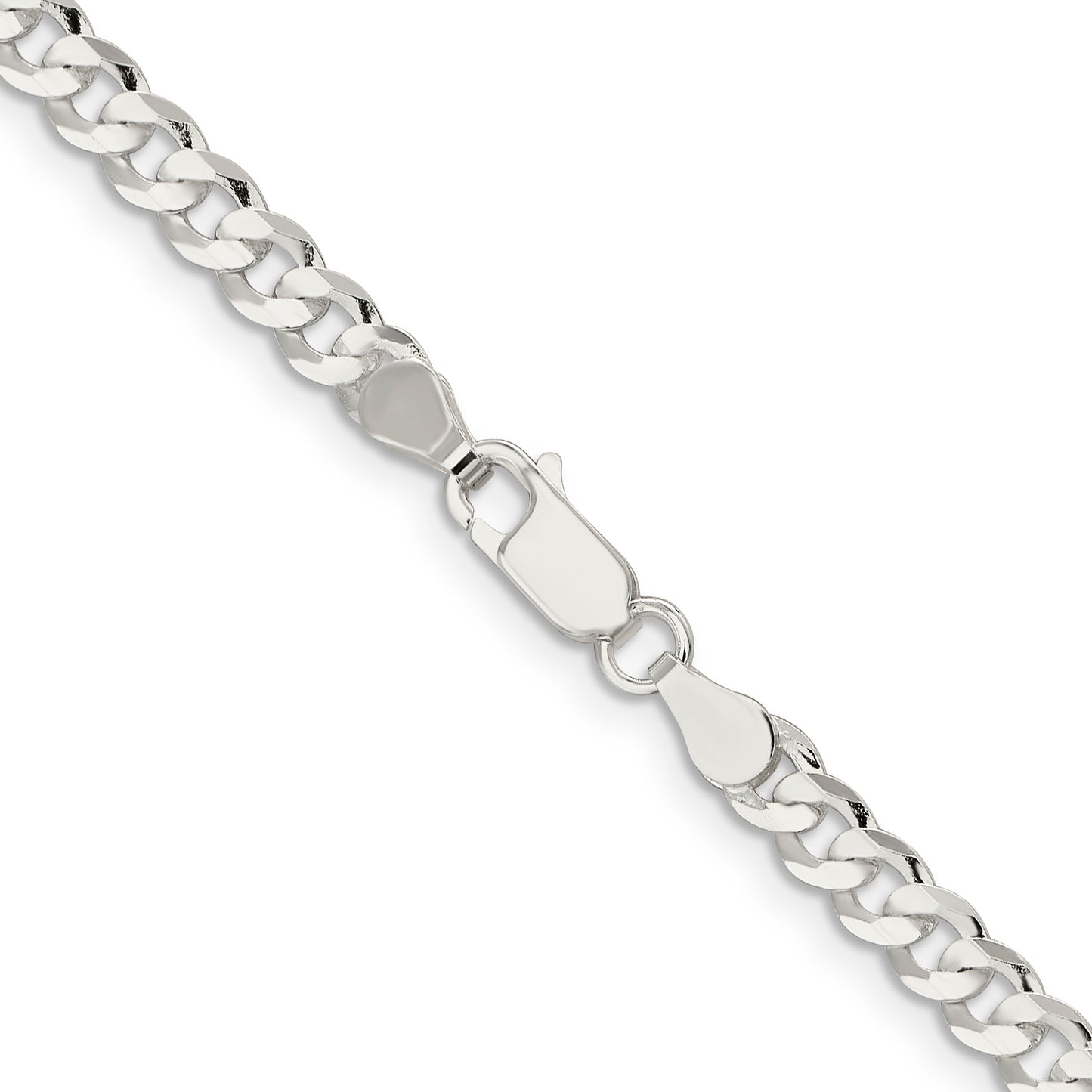 24 Inch Sterling Silver 4.5mm Concave Beveled Curb Chain