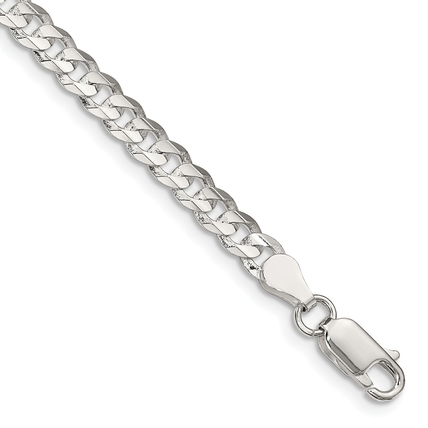 9 Inch Sterling Silver 4.5mm Concave Beveled Curb Chain