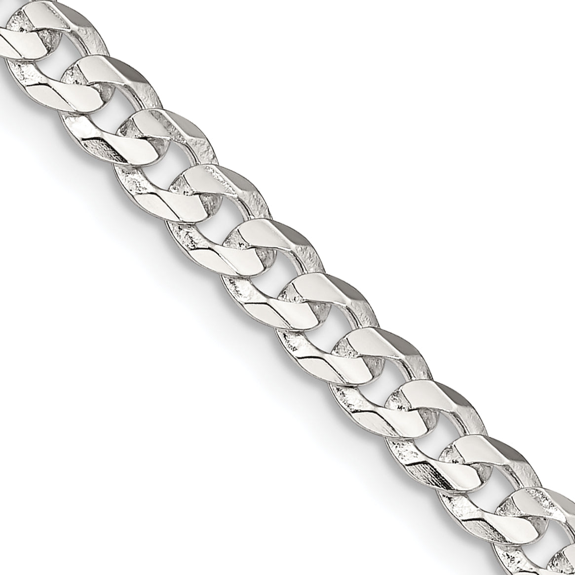 26 Inch Sterling Silver 4.5mm Concave Beveled Curb Chain